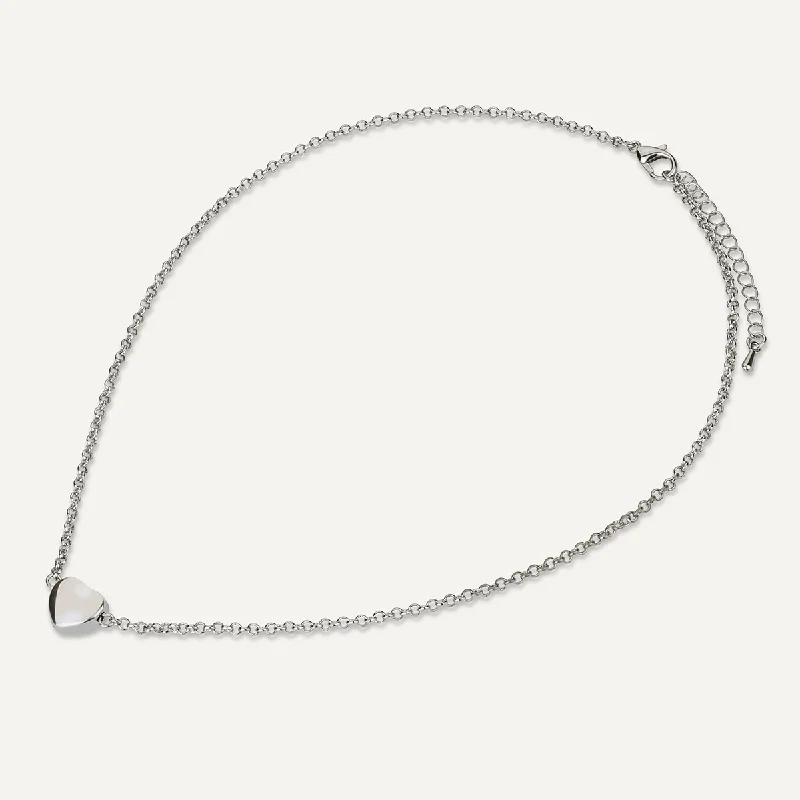 affordable silver necklaces for women-Keira Heart Necklace In Silver-Tone