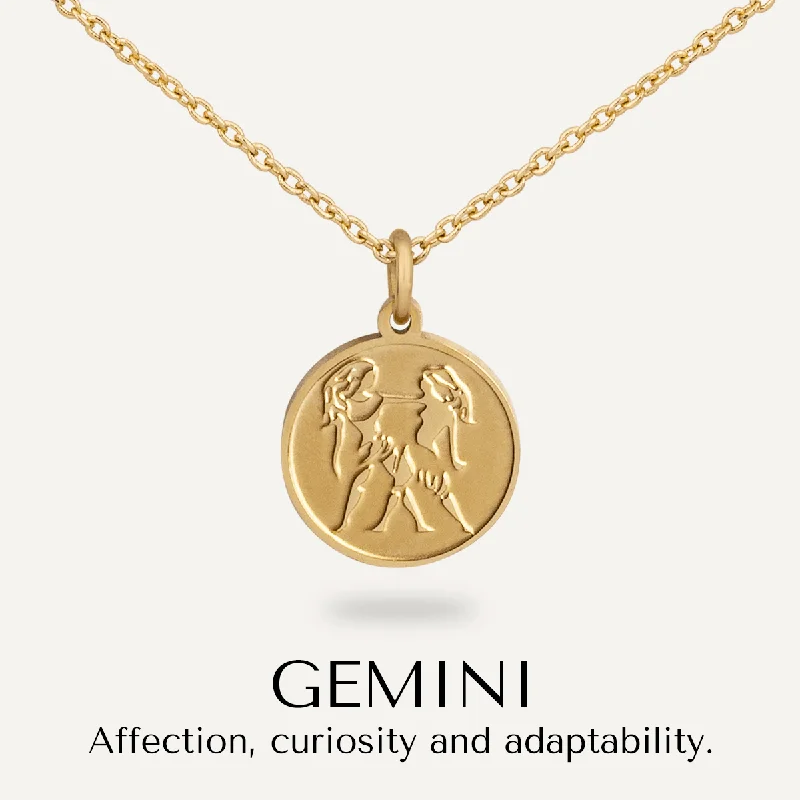 unique chain necklaces for women-Gemini Zodiac Necklace In Gold-Tone (May 21 – June 20)