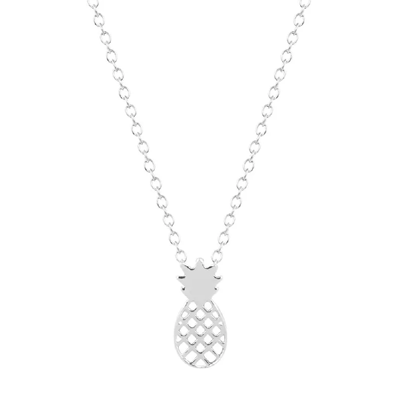 silver charm necklaces for women-Pineapple Pendant Dainty Necklace- Silver