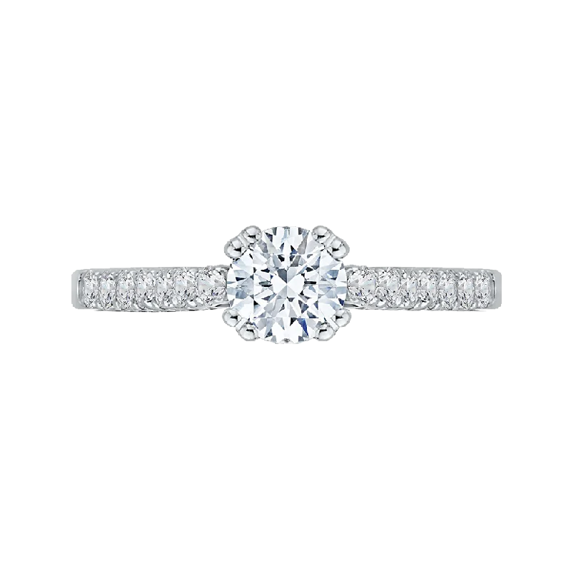 luxurious diamond engagement rings-14K White Gold Round Diamond Cathedral Style Engagement Ring