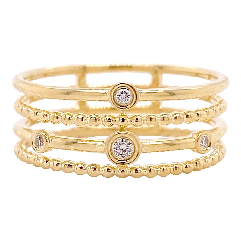 trendy rings for women-Diamond Station Layered Ring