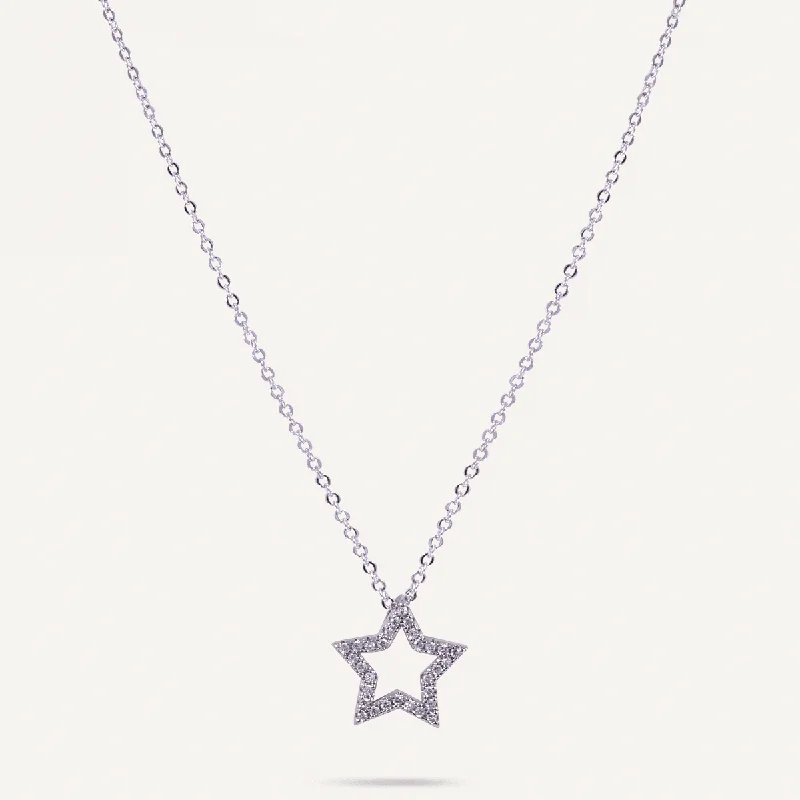 round pendant necklaces for women-Keira Cubic Zirconia Star Pendant Necklace In Silver-Tone