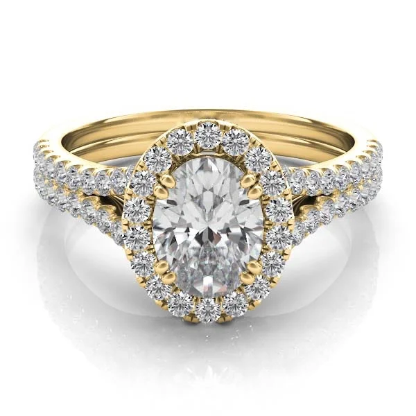 exclusive engagement rings for women-Oval Diamond Halo Engagement Ring