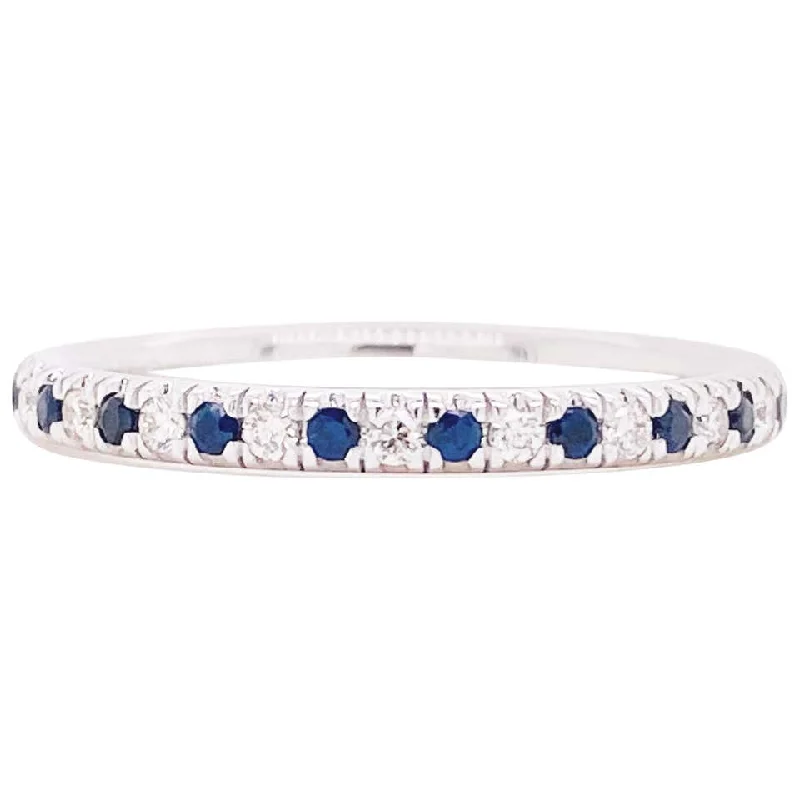 blue sapphire rings for women-Blue Sapphire Diamond Stackable Ring