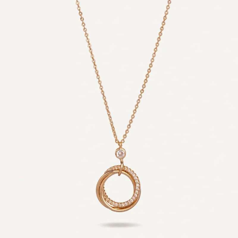 stylish necklaces for women-Keira Cubic Zirconia Intertwined Circle Necklace In Gold-Tone