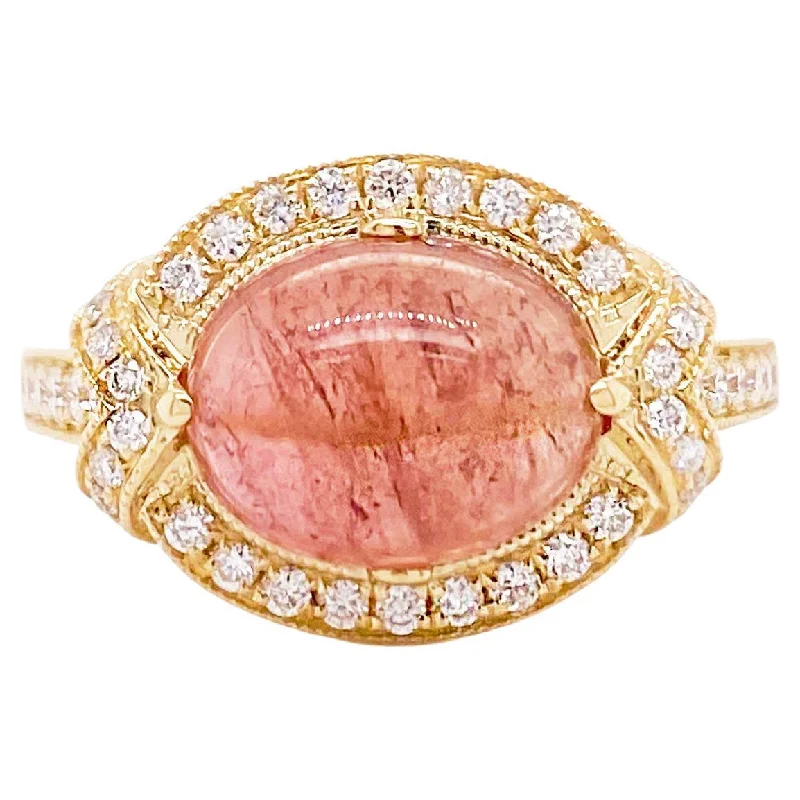 unique rings for women-Pink Tourmaline & Diamond Ring