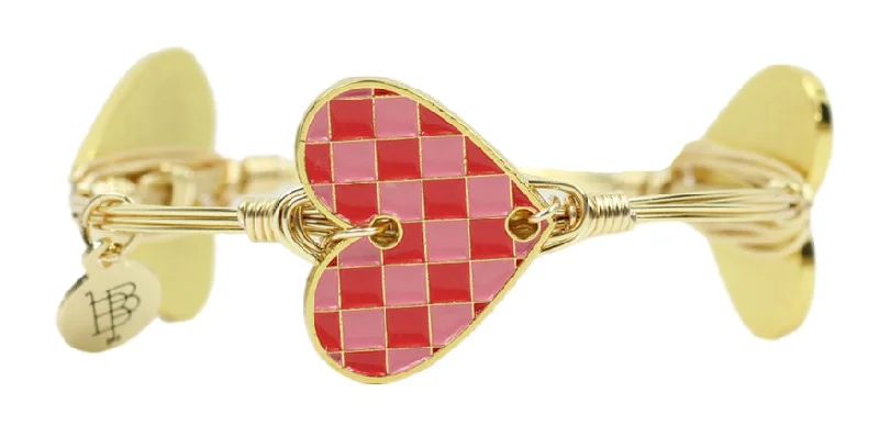 infinity bracelets for women-infinity bracelets for women-The Checkered Heart Bangle Bracelet