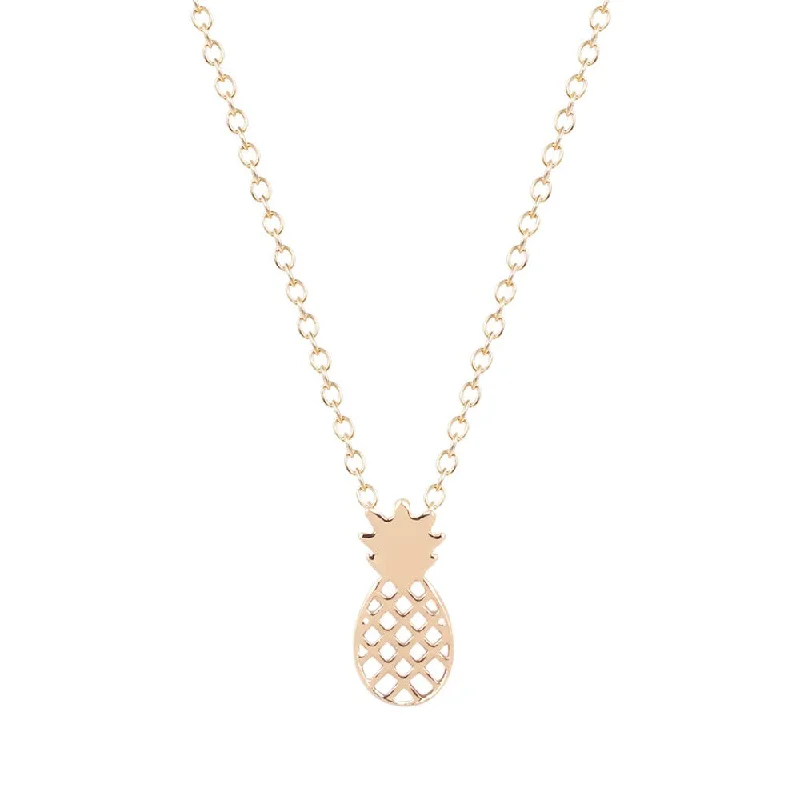 vintage-style necklaces for women-Pineapple Pendant Dainty Necklace- Gold