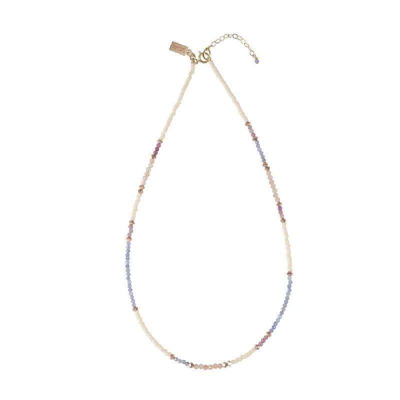 statement necklaces for women-Utulivu Tanzanite Beaded Necklace - PINK/TAUPE/HONEY/ROSE GOLD/PEARL/LAVENDER TANZANITE/TRANSLUSCENT PINK