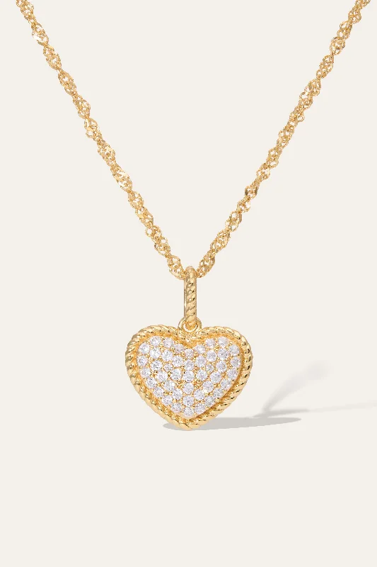 best-selling necklaces for women-Speira Heart Pave Gold Vermeil Necklace