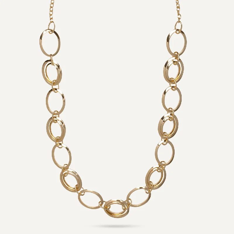 unique necklaces for women-Geo Ovals Long Necklace In Gold-Tone