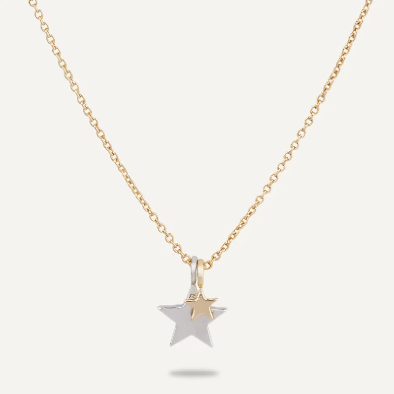 pearl necklaces for women-Keira Mixed Star Duo Necklace In Gold & Silver-Tone