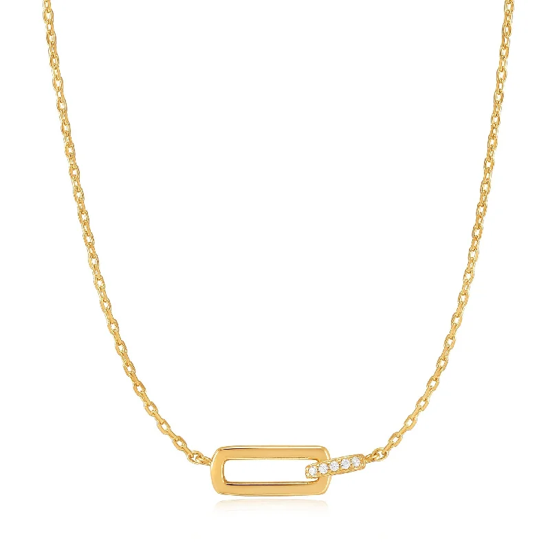 luxury necklaces for women-Gold Glam Interlock Necklace