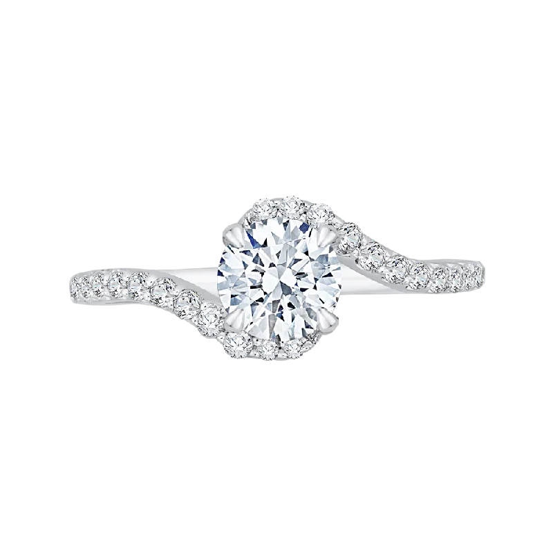 bridal engagement rings-14K White Gold Round Diamond Promise Engagement Ring