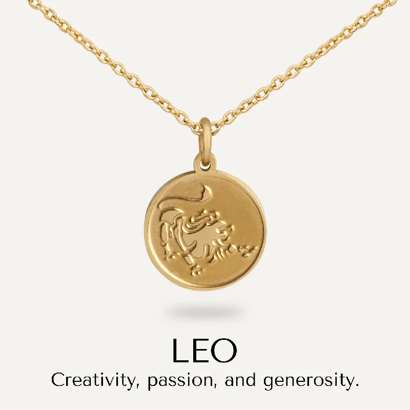 summer necklaces for women-Leo Zodiac Star Sign Necklace In Gold-Tone (July 23 – Aug 22)