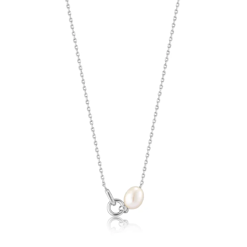 personalized necklaces for women-Ania Haie Silver Pearl Link Chain Necklace