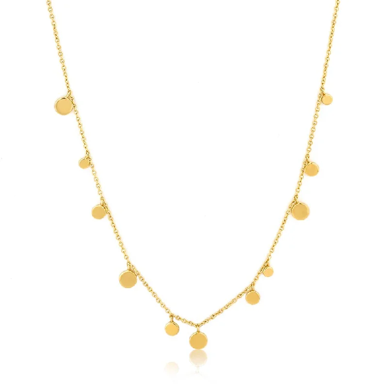 best necklaces for women-Ania Haie Geometry Mixed Discs Necklace - Gold