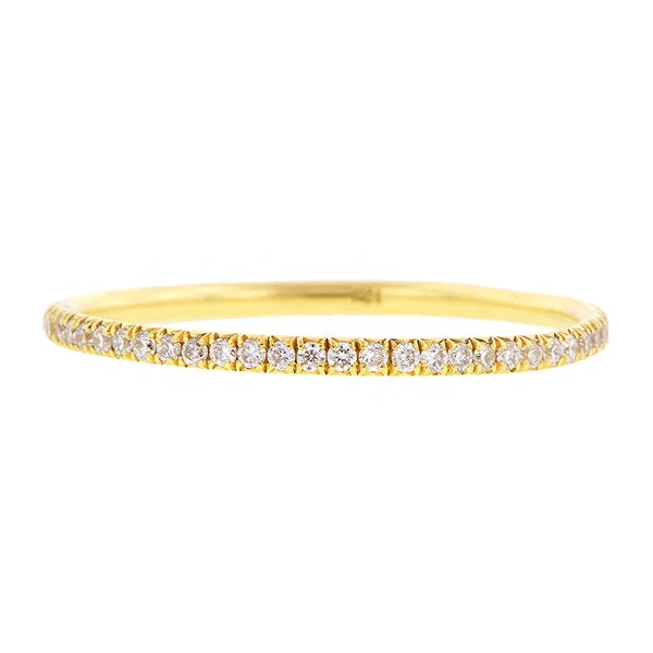 wedding bands for women-Round Brilliant Diamond Set Wire Eternity Band Ring, Gold