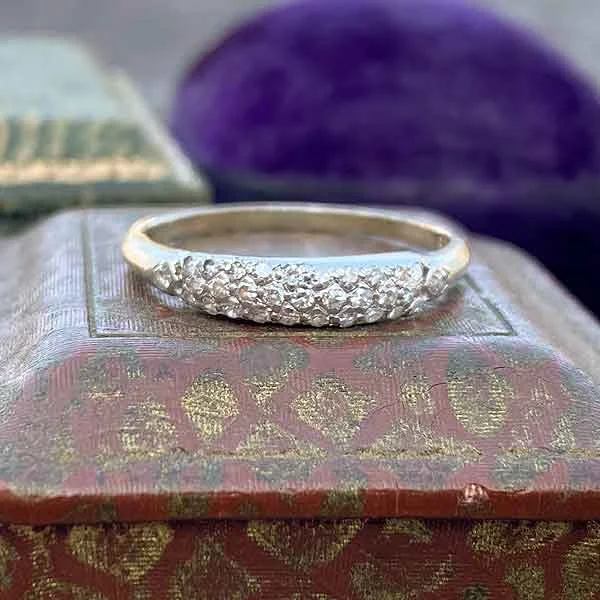 silver engagement rings for women-Vintage Pave Diamond Band