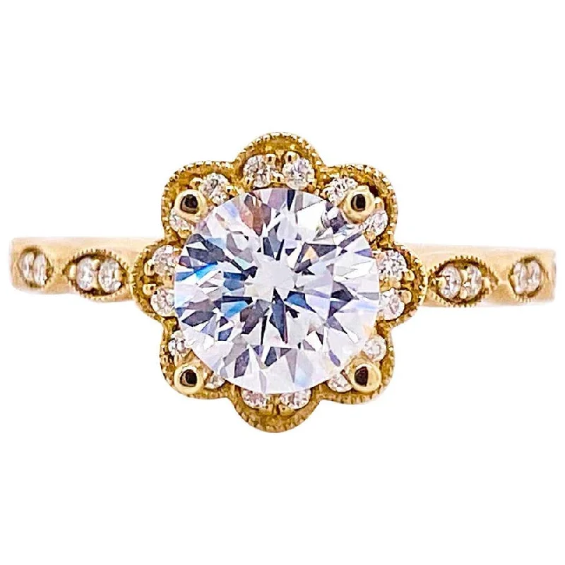 affordable wedding bands for women-Diamond Petal Engagement Ring