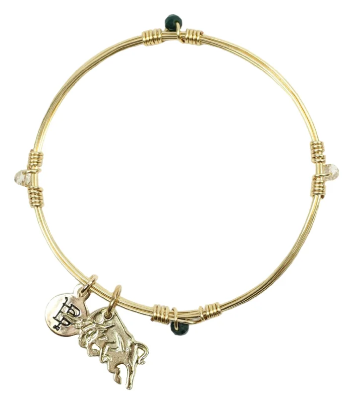 pearl bracelets for women-pearl bracelets for women-The Gameday Bangle - Green + Gold