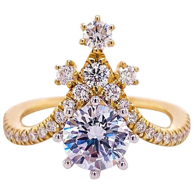 luxury gold wedding rings for women-Diamond V with Star Accents Ring