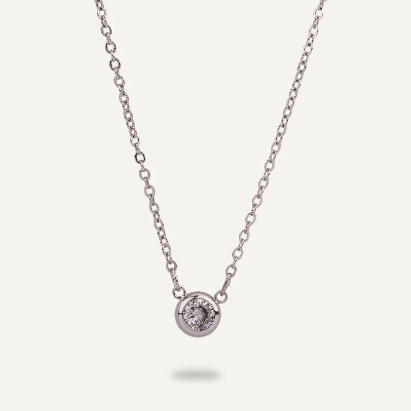 high-end necklaces for women-Keira Crystal Necklace In Silver-Tone