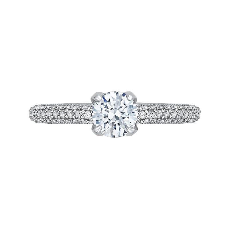 luxury diamond engagement rings-14K White Gold Round Diamond Cathedral Style Engagement Ring