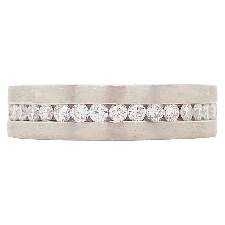 sterling silver rings for women-Diamond Eternity Wedding Band