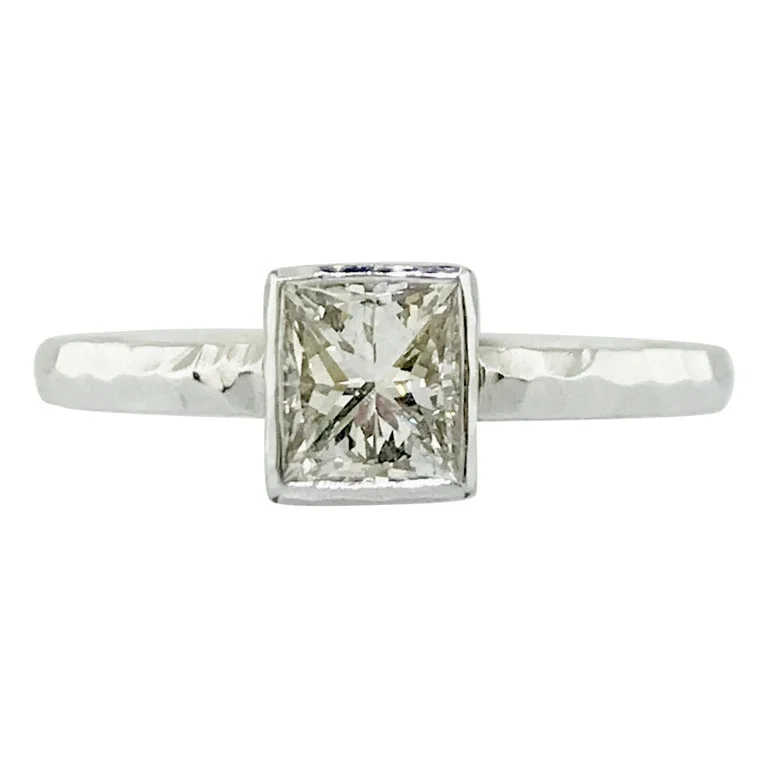 precious gemstone rings for women-Princess Cut Diamond Handmade Ring