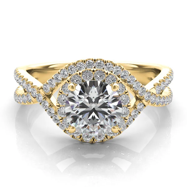 exclusive engagement rings for women-Diamond Double Halo Twisted Engagement Ring