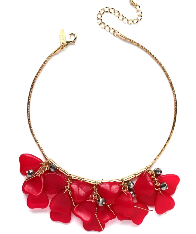 trendy layered necklaces for women-Poppy Blossoms Necklace- Pink