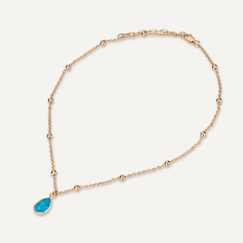 handmade pendant necklaces for women-Sparkling Crystal & Cerulean Clasp Necklace In Gold-Tone