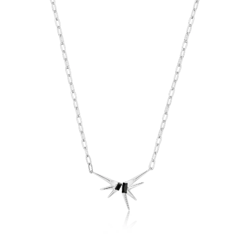 adjustable necklaces for women-Silver Sparkle Spike Pendant Necklace