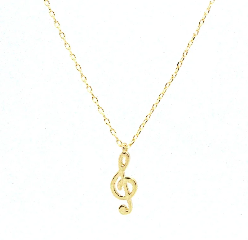 bold necklaces for women-Musical Note Pendant Necklace- Gold