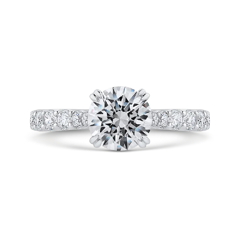 vintage diamond engagement rings-Round Diamond Engagement Ring In 14K White Gold (Semi Mount)