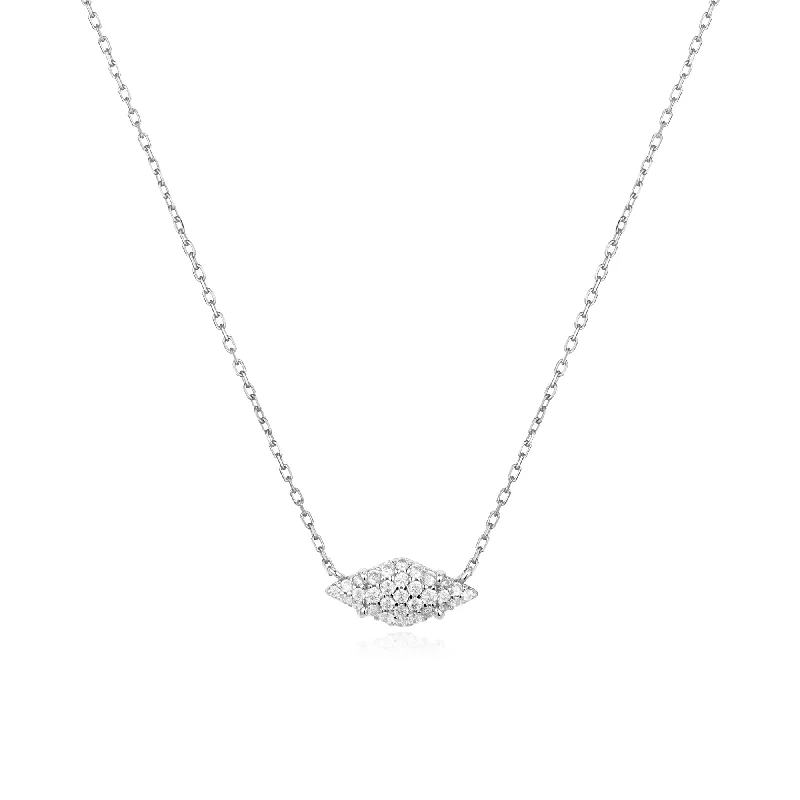 silver plated necklaces for women-Silver Pave Sparkle Necklace