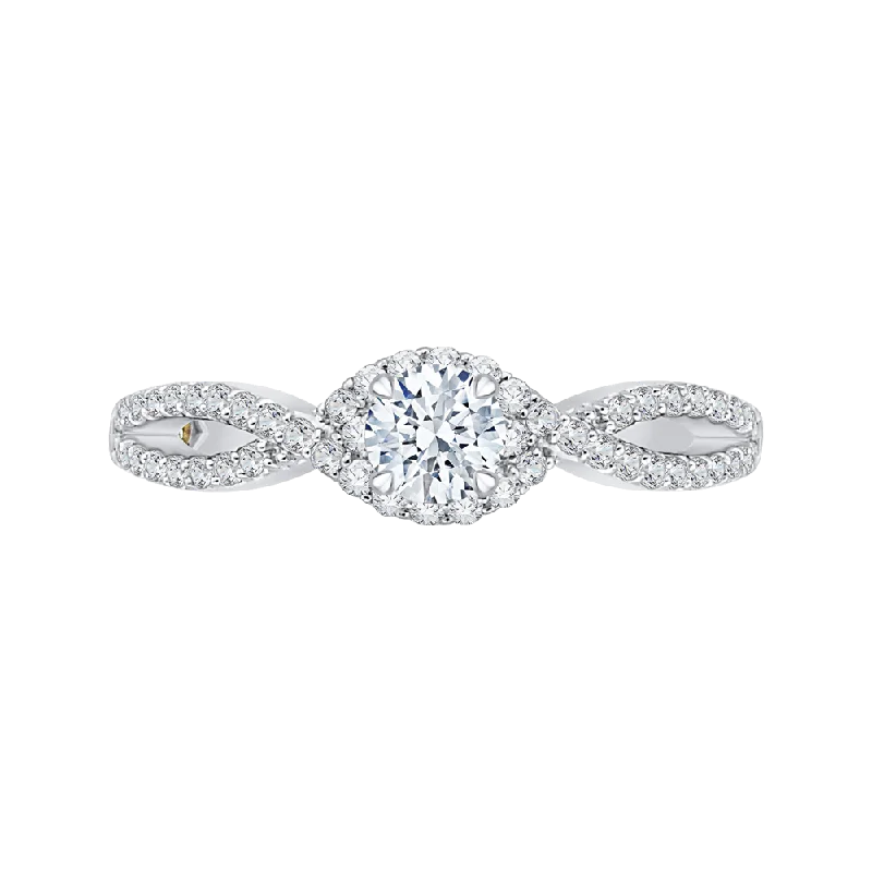 custom-designed engagement rings-14K White Gold Round Diamond Engagement Ring with Split Shank