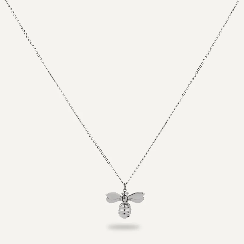 luxury silver necklaces for women-Keira Bee Pendant Necklace In White Gold-Tone