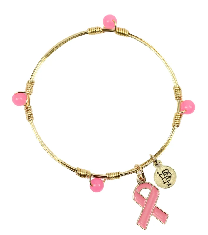 elegant bracelets for women-elegant bracelets for women-Breast Cancer Awareness Bangle Stacker