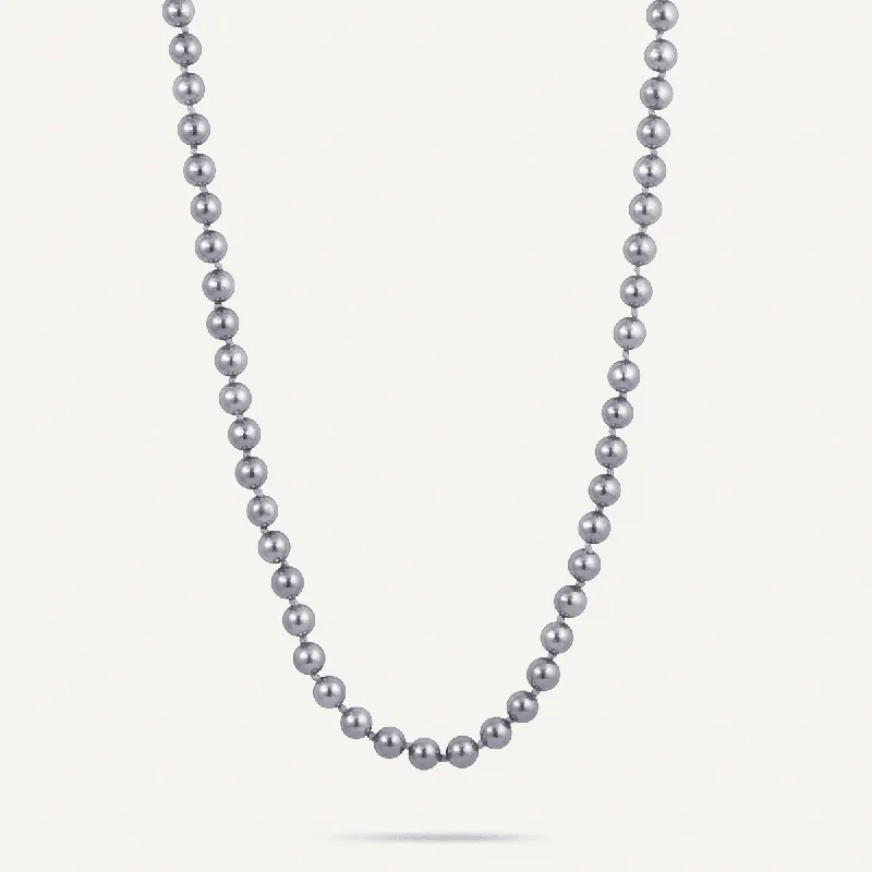 layered necklaces for women-Audrey Mother of Pearl Silver Classic Long Beaded Necklace In Silver-Tone