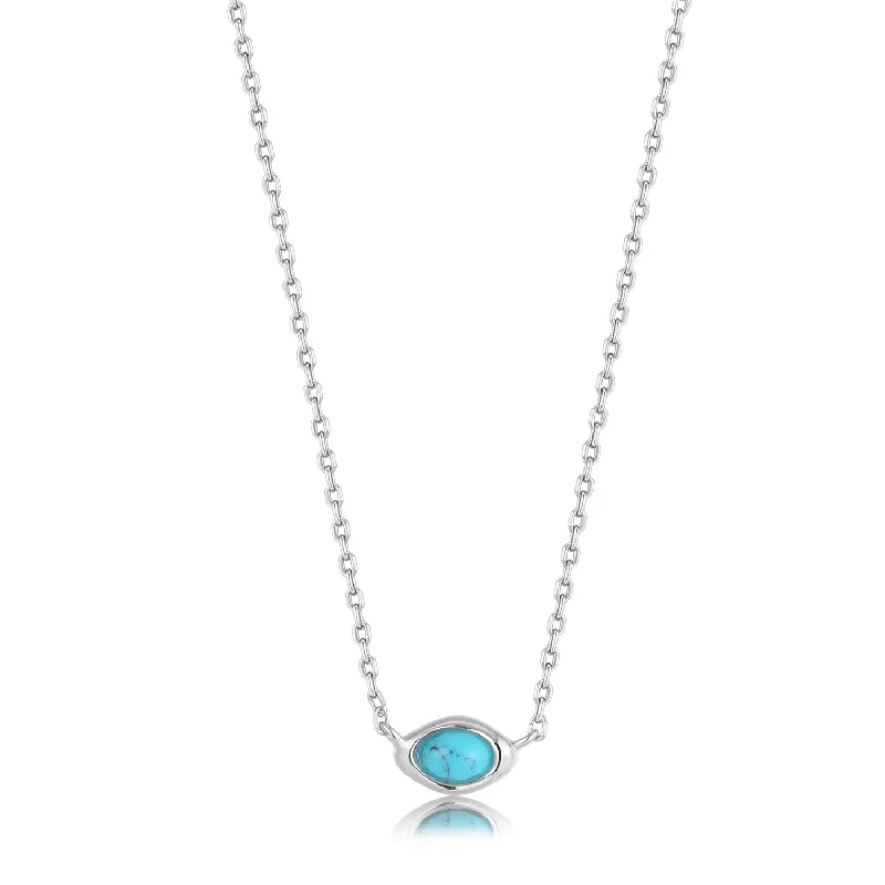 vintage-style necklaces for women-Ania Haie Silver Turquoise Wave Necklace