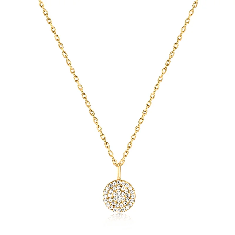 long necklaces for women-Gold Glam Disc Pendant Necklace