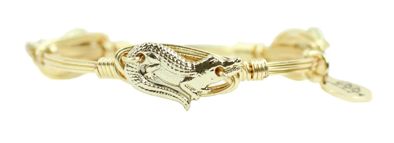 personalized bracelets for women-personalized bracelets for women-Kids' Gold Alligator Bangle