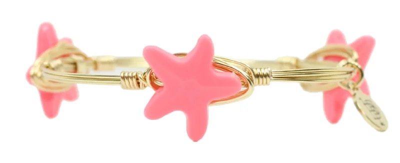 rose gold bangles for women-rose gold bangles for women-Starfish Bangle Bracelet - Hot Coral