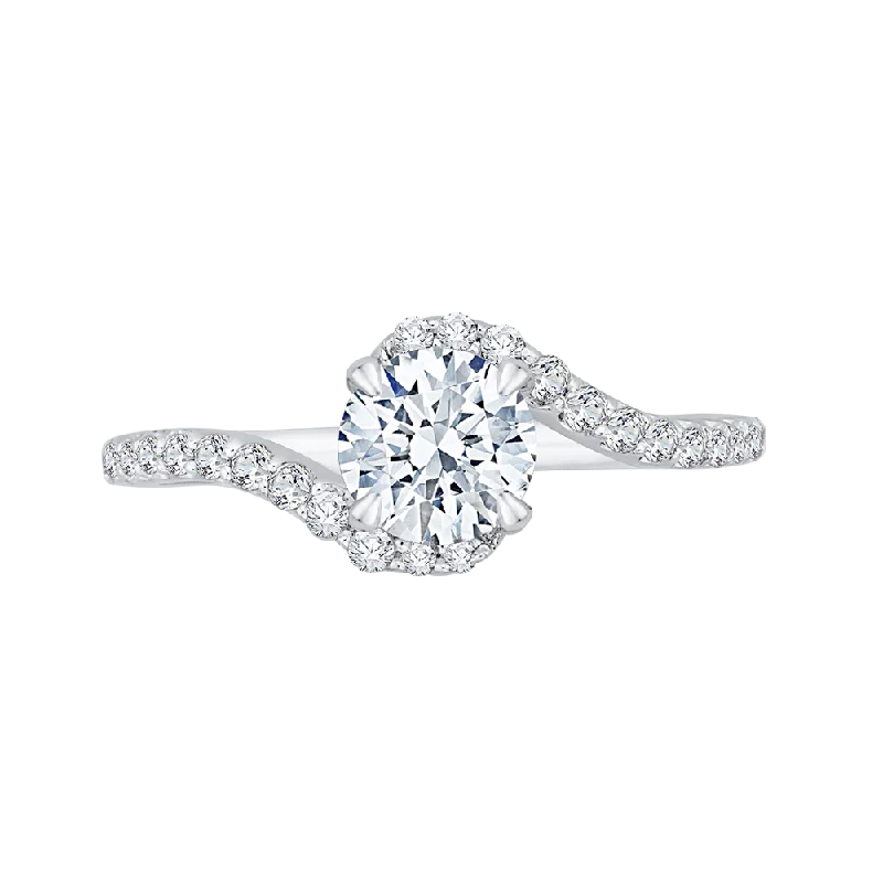 gold engagement rings-14K White Gold Round Diamond Promise Engagement Ring (Semi Mount)