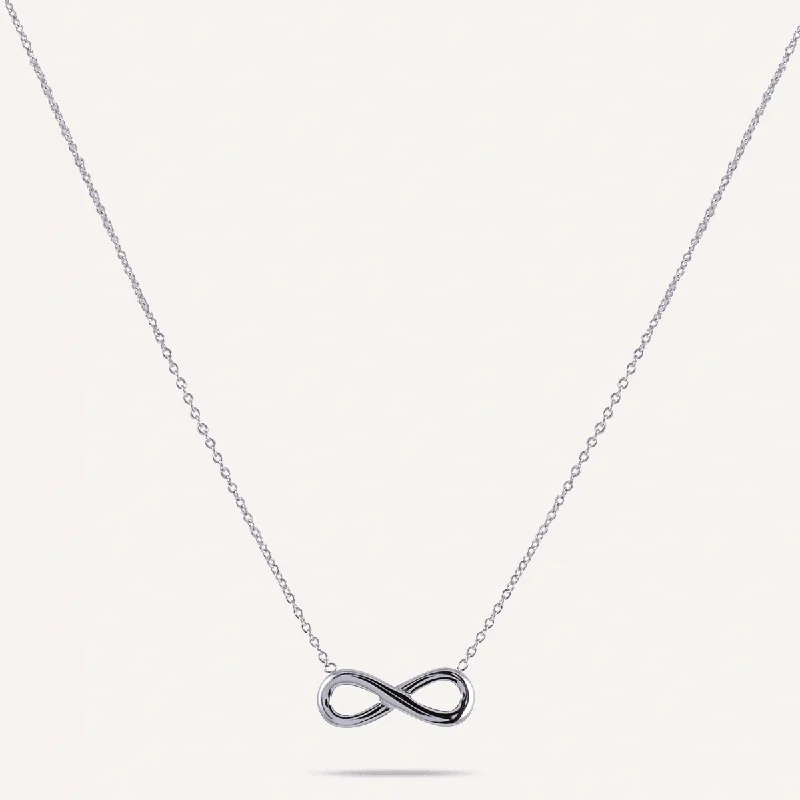 simple necklaces for women-Keira Infinity Symbol Pendant Necklace In White Gold-Tone