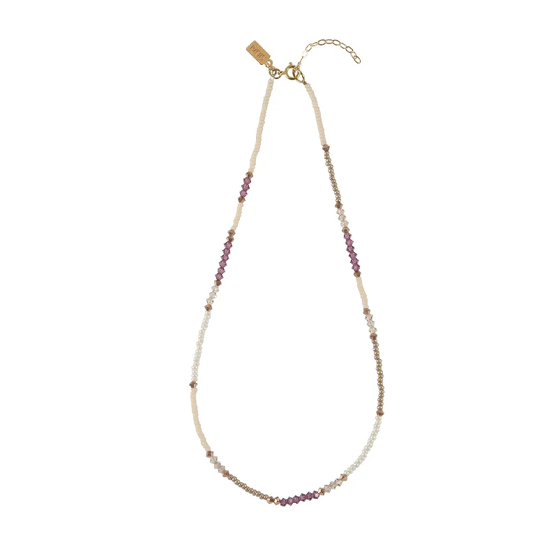 sterling silver necklaces for women-Utulivu Assorted Beaded Necklace - PINK/PEARL/AMETHYST/HONEY