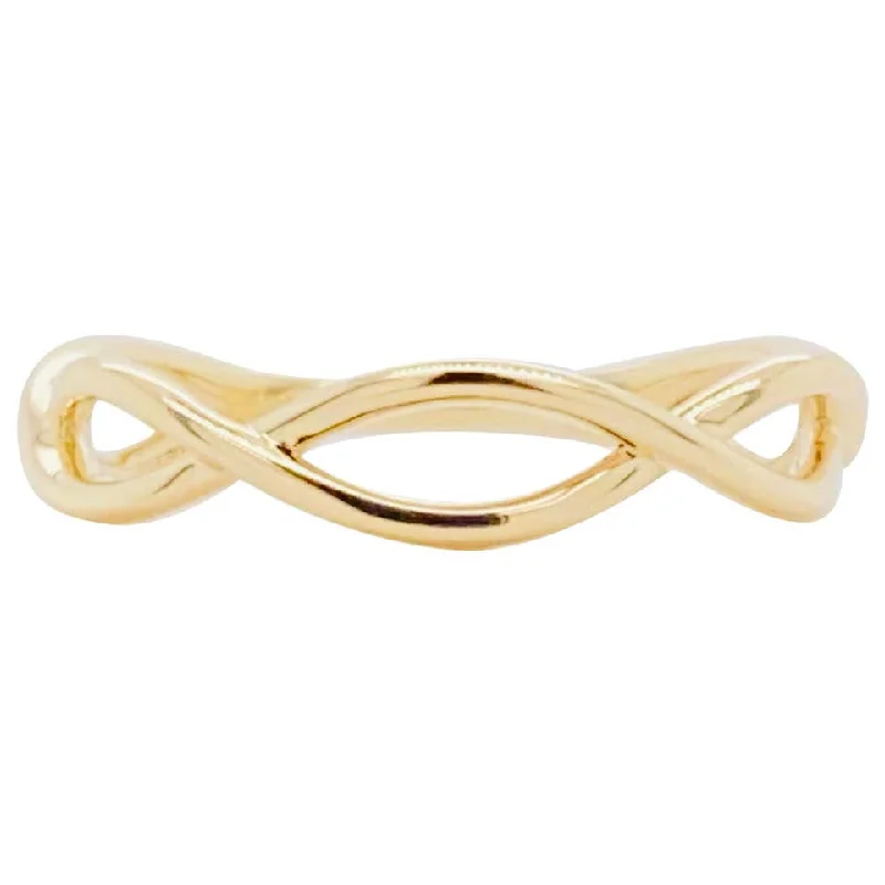 luxury gemstone rings for women-Gold Twisted Ring, 14 Karat Yellow Gold Twisted Stackable Band