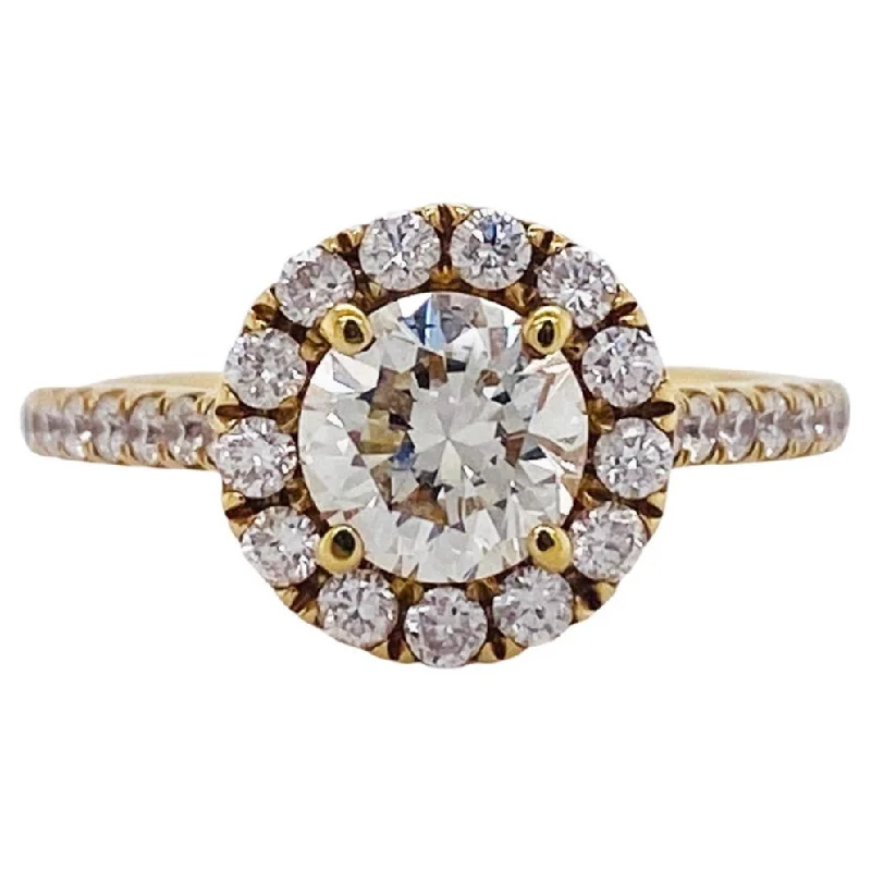 affordable engagement rings for women-Diamond Halo Engagement Ring